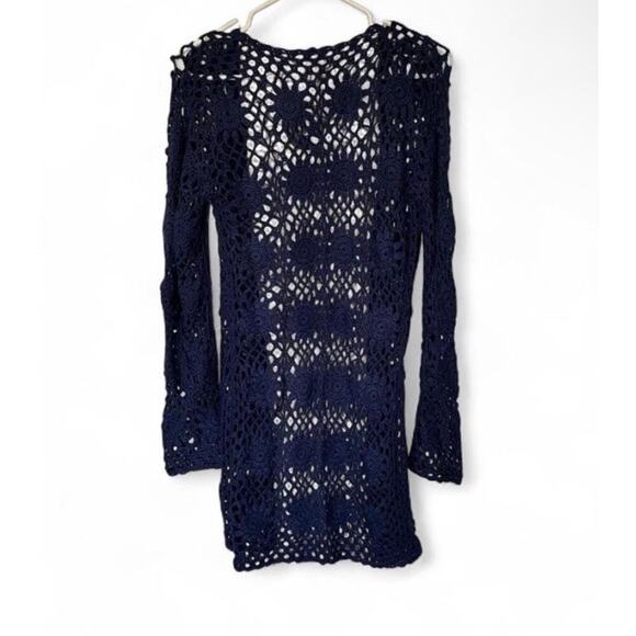 NWT Lulus Navy Blue Crochet Beach Swim Cover Up Cardigan Size XS - Picture 5 of 5